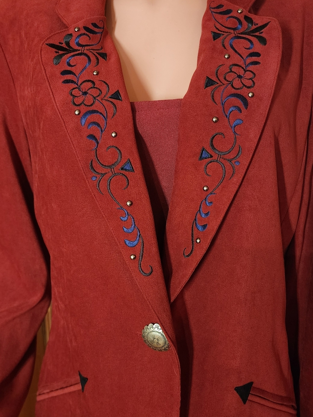 NWT Saddle Ridge Vintage Collection Brick Embroidered Concho Blazer Medium - Picture 4 of 9